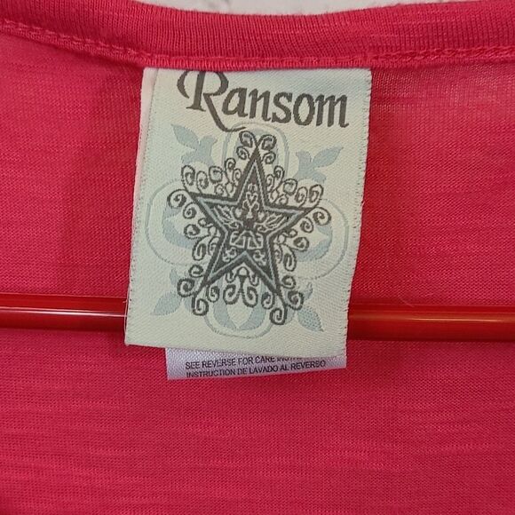 Paris Bike Hot Pink Burnout Tee Ruffled Hem 🚲 Bicycle Print Women's Knit Top - Picture 5 of 9